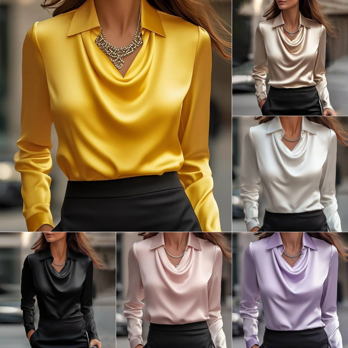 solid color satin women’s shirt top