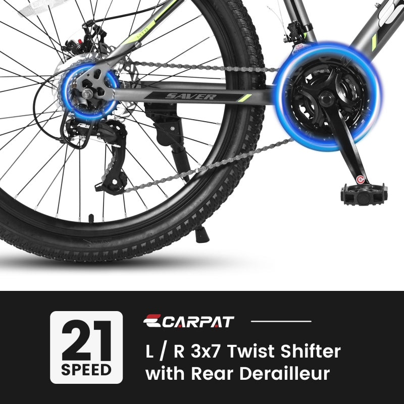steel frame mountain bike with suspension