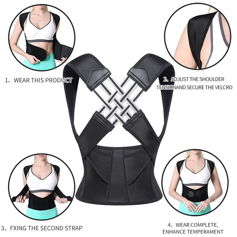 Waist Trainer Corrects Bad Posture for Teenager and Adult, Helps and Hunchback, Back Support Posture Correction, Shoulder Belt Correction, Vest Support Relieves Neck, Shoulder, and Back Pain, Adjustable Velcro Design for Home Office