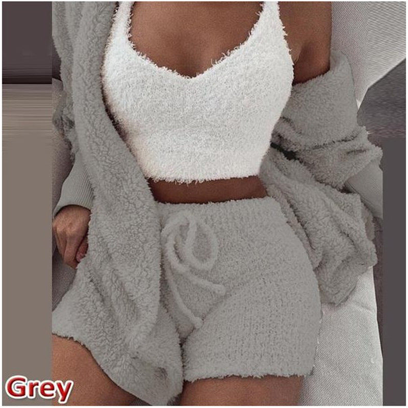 warm plush pajamas lounge outfit for women