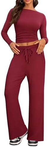 wide leg pants and ruched top casual loungewear