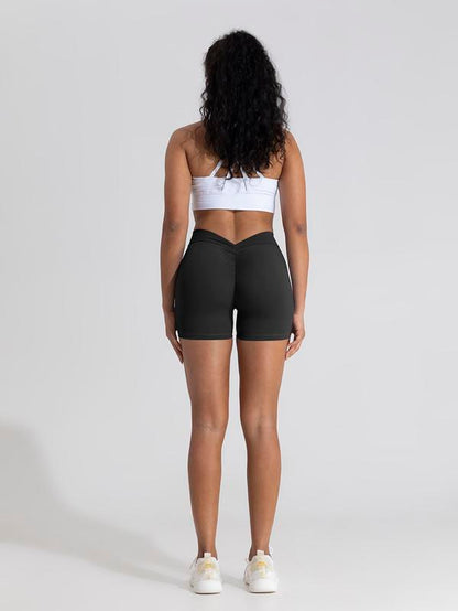 women high waist ruched gym shorts seamless